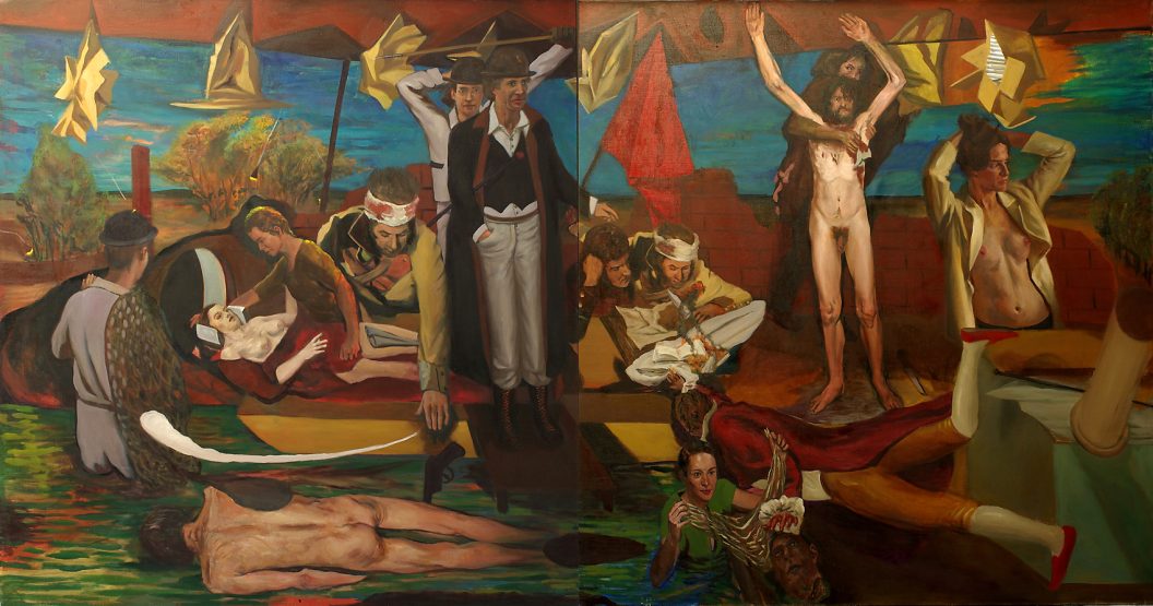 Grzegorz Wnęk, "Surrealist orange", 200x380 cm, 200x190cm, 2009