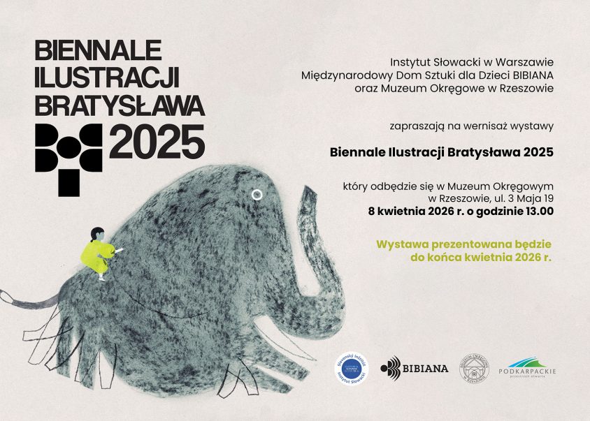 Zaproszenie na wernisaż Biennale Ilustracji Bratysława 2025 (BIB). 8 kwietnia 2026 o godzinie 13:00